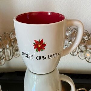 Rae Dunn Merry Christmas Poinsettia Mug with Red Interior